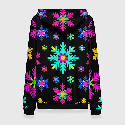 Женская толстовка Снежинки ретро / 3D-Черный – фото 2