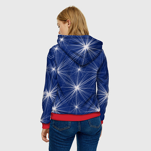 Женская толстовка Звезды на синем фоне / 3D-Красный – фото 4