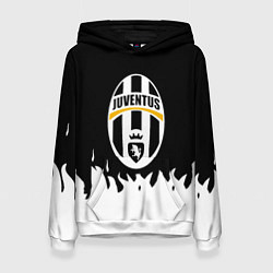 Толстовка-худи женская Ювентус белый огонь текстура, цвет: 3D-белый