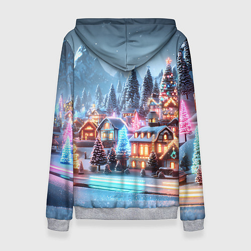 Женская толстовка Городок в новогодних огоньках / 3D-Меланж – фото 2