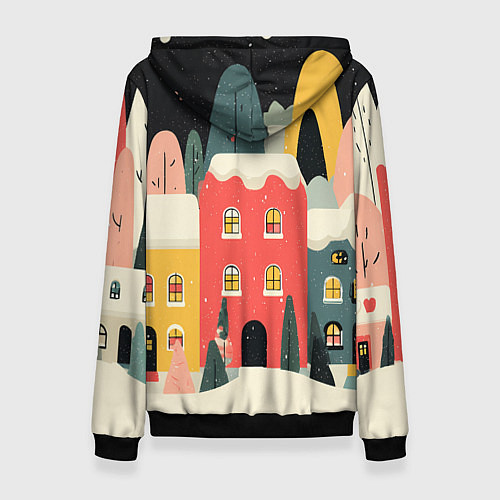 Женская толстовка Разноцветные новогодние дома / 3D-Черный – фото 2