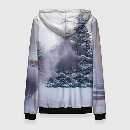 Женская толстовка Геометрическая новогодняя лошадка / 3D-Черный – фото 2