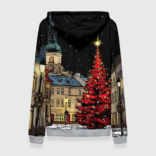 Женская толстовка Красная новогодняя елка / 3D-Меланж – фото 2
