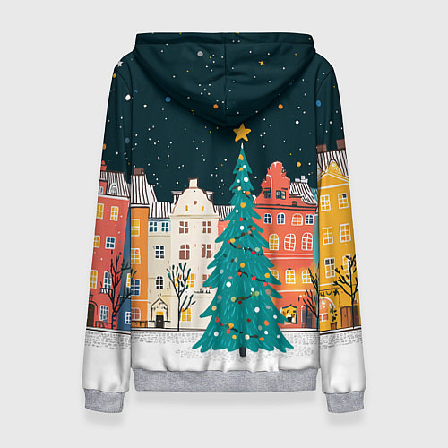Женская толстовка Новогодняя ночь в городе / 3D-Меланж – фото 2