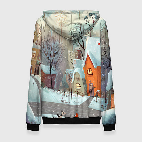 Женская толстовка Милый новогодний дворик / 3D-Черный – фото 2