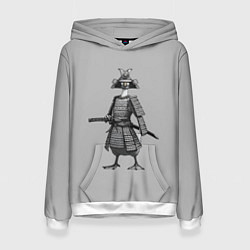 Толстовка-худи женская Гусь-самурай с катаной, цвет: 3D-белый