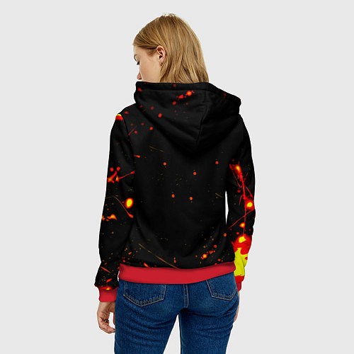 Женская толстовка Боруссиа огненные краски текстура / 3D-Красный – фото 4