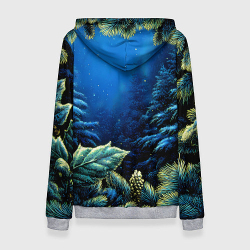 Женская толстовка С новым годом - елочные ветки / 3D-Меланж – фото 2