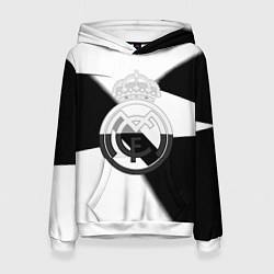 Толстовка-худи женская Реал Мадрид геометрия полосы, цвет: 3D-белый