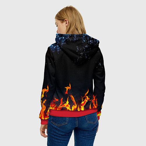 Женская толстовка Манчестер Юнайтед лёд и огонь / 3D-Красный – фото 4