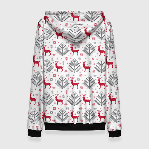 Женская толстовка Олени среди елей / 3D-Черный – фото 2