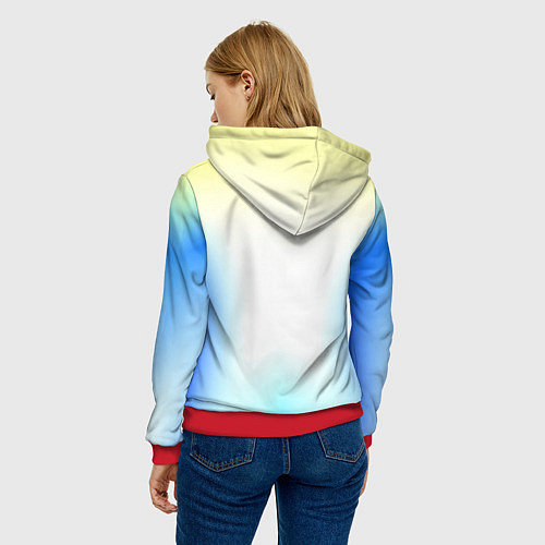 Женская толстовка Color yellow blue white / 3D-Красный – фото 4