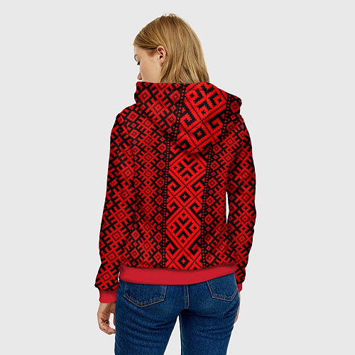 Женская толстовка Стиль славянский орнамент / 3D-Красный – фото 4