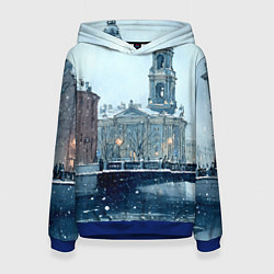 Толстовка-худи женская Зимний Питер, цвет: 3D-синий