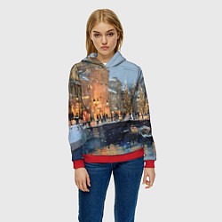 Толстовка-худи женская Снежный вечер в Питере, цвет: 3D-красный — фото 2