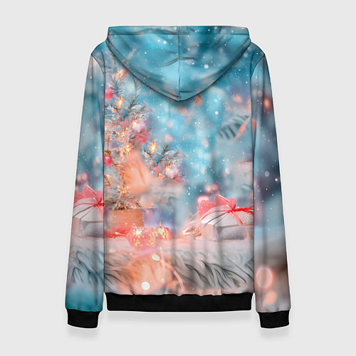 Женская толстовка Котенок и гирлянда из сердечек / 3D-Черный – фото 2