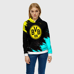 Толстовка-худи женская Borussia краски штрихи, цвет: 3D-белый — фото 2