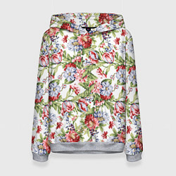 Толстовка-худи женская Цветы, цвет: 3D-меланж