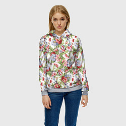 Толстовка-худи женская Цветы, цвет: 3D-меланж — фото 2