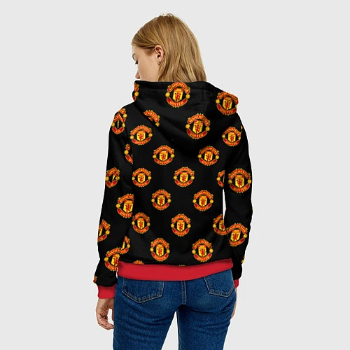 Женская толстовка Manchester United Pattern / 3D-Красный – фото 4