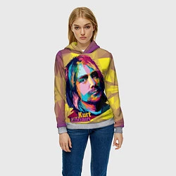 Толстовка-худи женская Kurt Cobain: Abstraction, цвет: 3D-меланж — фото 2