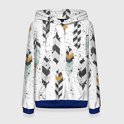 Толстовка-худи женская Перья, цвет: 3D-синий