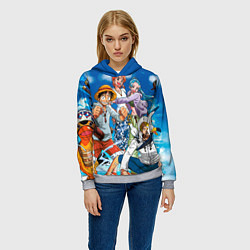Толстовка-худи женская One Piece, цвет: 3D-меланж — фото 2