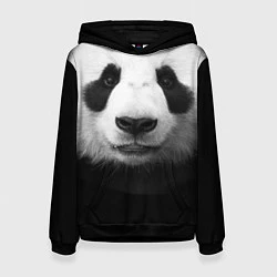 Толстовка-худи женская Взгляд панды, цвет: 3D-черный