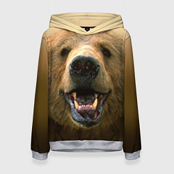 Толстовка-худи женская Взгляд медведя, цвет: 3D-меланж