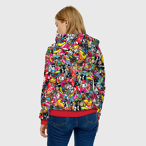 Женская толстовка Стикербомбинг / 3D-Красный – фото 4
