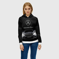 Толстовка-худи женская Mercedes, цвет: 3D-белый — фото 2
