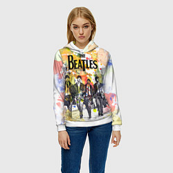 Толстовка-худи женская The Beatles: Colour Spray, цвет: 3D-белый — фото 2