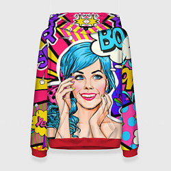 Толстовка-худи женская Pop art, цвет: 3D-красный