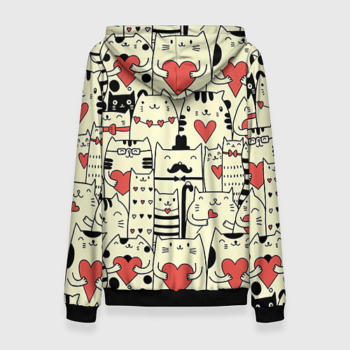 Женская толстовка Любящие котики / 3D-Черный – фото 2