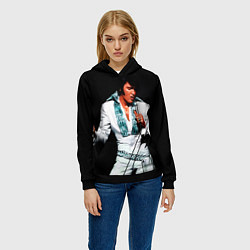 Толстовка-худи женская Элвис поет, цвет: 3D-черный — фото 2