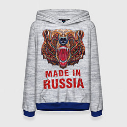 Толстовка-худи женская Bear: Made in Russia, цвет: 3D-синий