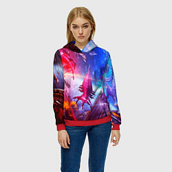 Толстовка-худи женская Mass effect, цвет: 3D-красный — фото 2