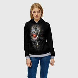 Толстовка-худи женская Terminator Skull, цвет: 3D-меланж — фото 2