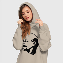 Женское худи-платье Ленин: скульптура, цвет: миндальный — фото 2