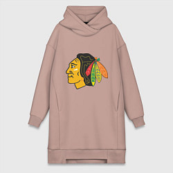 Женское худи-платье Chicago Blackhawks, цвет: пыльно-розовый