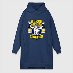 Женское худи-платье Never Give Up: Cenation, цвет: тёмно-синий