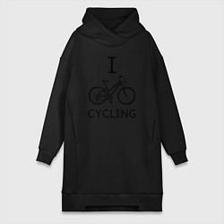 Женское худи-платье I love cycling, цвет: черный