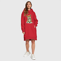 Женское худи-платье Песик коржик, цвет: красный — фото 2