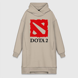 Женское худи-платье Dota 2: Logo, цвет: миндальный
