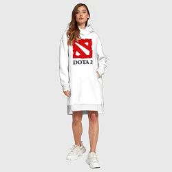 Женское худи-платье Dota 2: Logo, цвет: белый — фото 2