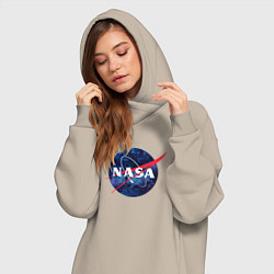 Женское худи-платье NASA: Cosmic Logo, цвет: миндальный — фото 2