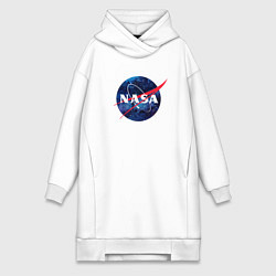 Женское худи-платье NASA: Cosmic Logo, цвет: белый
