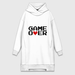 Женское худи-платье Game over 8 bit, цвет: белый