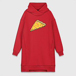 Женское худи-платье Bitcoin Pizza, цвет: красный