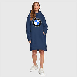 Женское худи-платье Logo BMW, цвет: тёмно-синий — фото 2